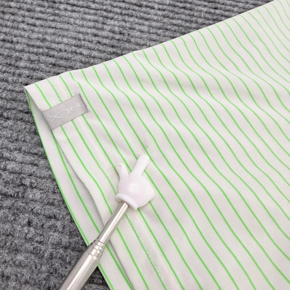 RLX Ralph Lauren Polo Shirt Mens Large Lime Green White Stripped‎ Golf US Open